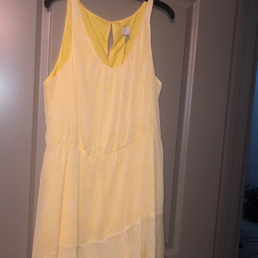 Yellow sundress and brown pencil skirt
